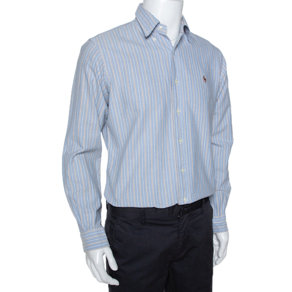

Ralph Lauren Light Blue Striped Cotton Custom Fit Shirt