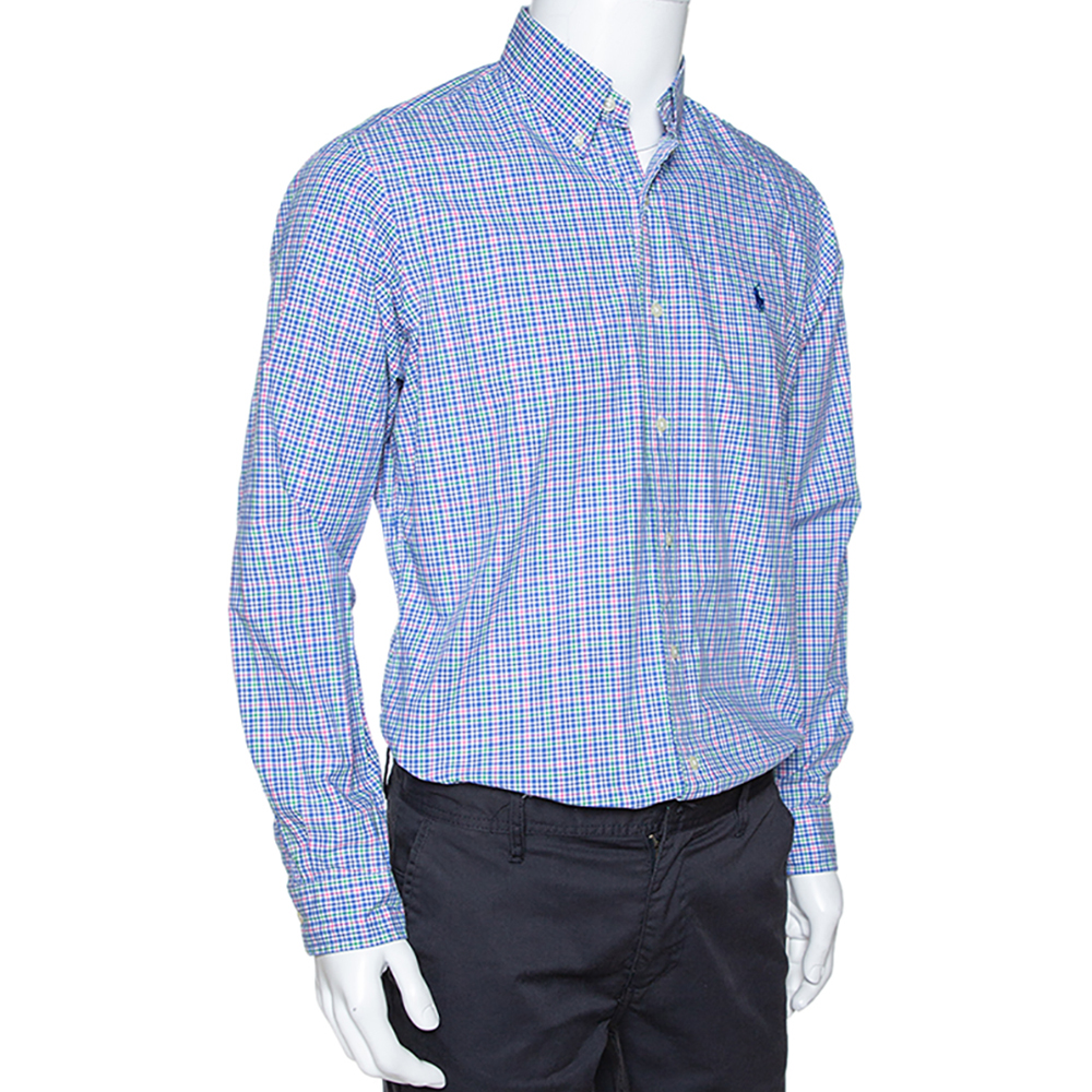 

Ralph Lauren Blue Checked Cotton Long Sleeve Button Down Shirt