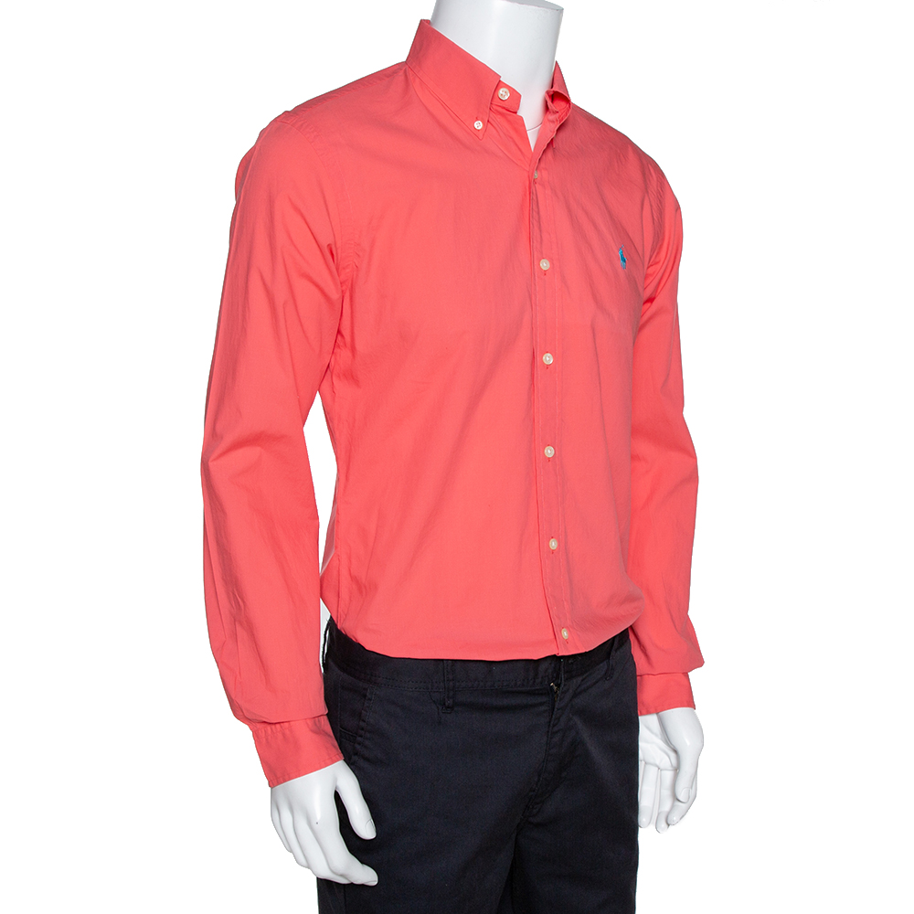 

Ralph Lauren Coral Pink Cotton Button Down Long Sleeve Shirt