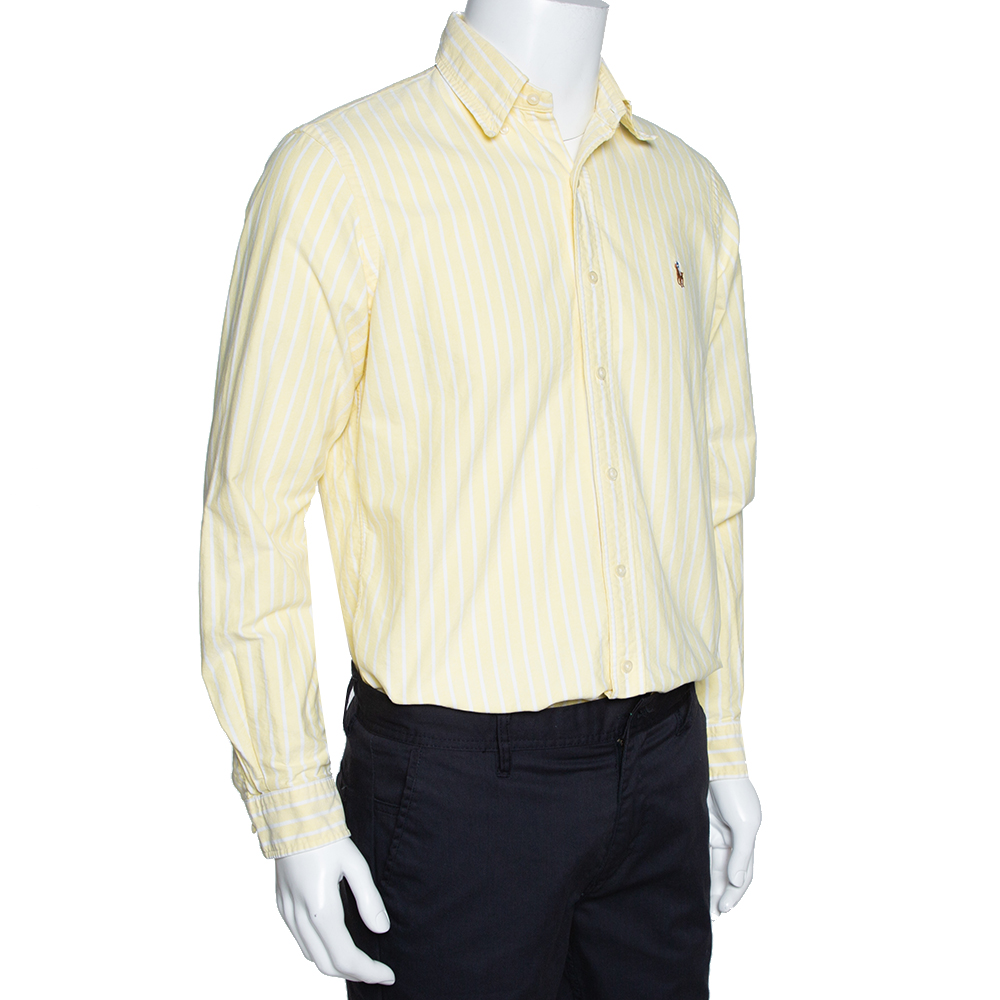 

Ralph Lauren Light Yellow Striped Cotton Long Sleeve Shirt