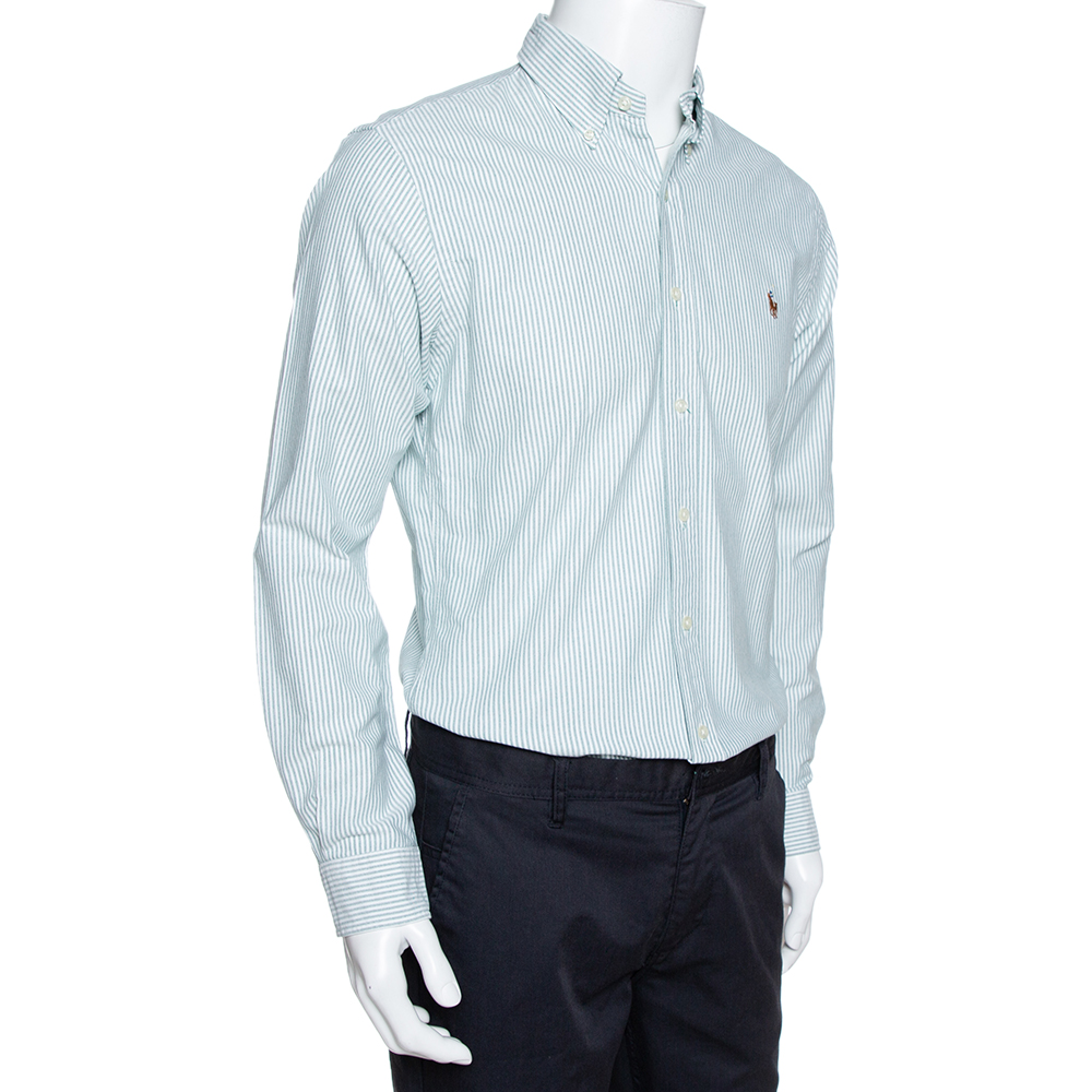 

Ralph Lauren Green Striped Cotton Button Down Slim Fit Shirt