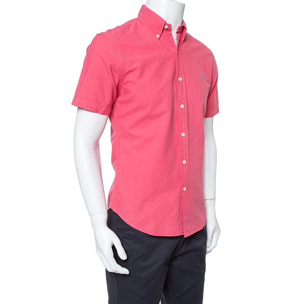 

Ralph Lauren Coral Pink Cotton Short Sleeve Slim Fit Shirt