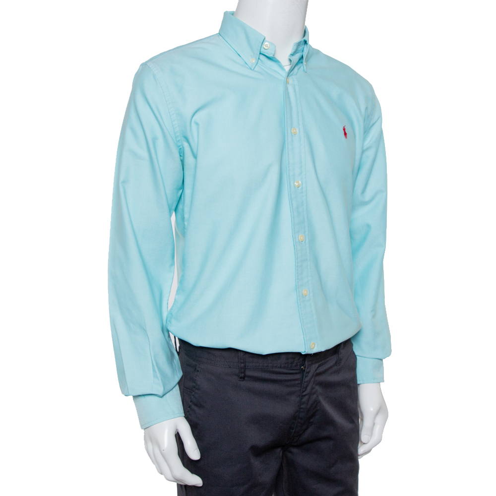 

Ralph Lauren Blue Cotton Button Front Custom Fit Shirt