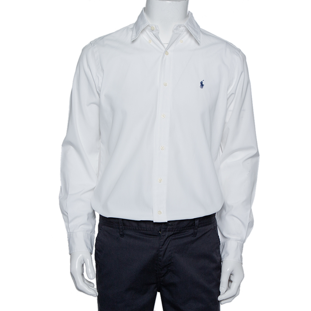 Pre-owned Ralph Lauren White Cotton Button Front Shirt S