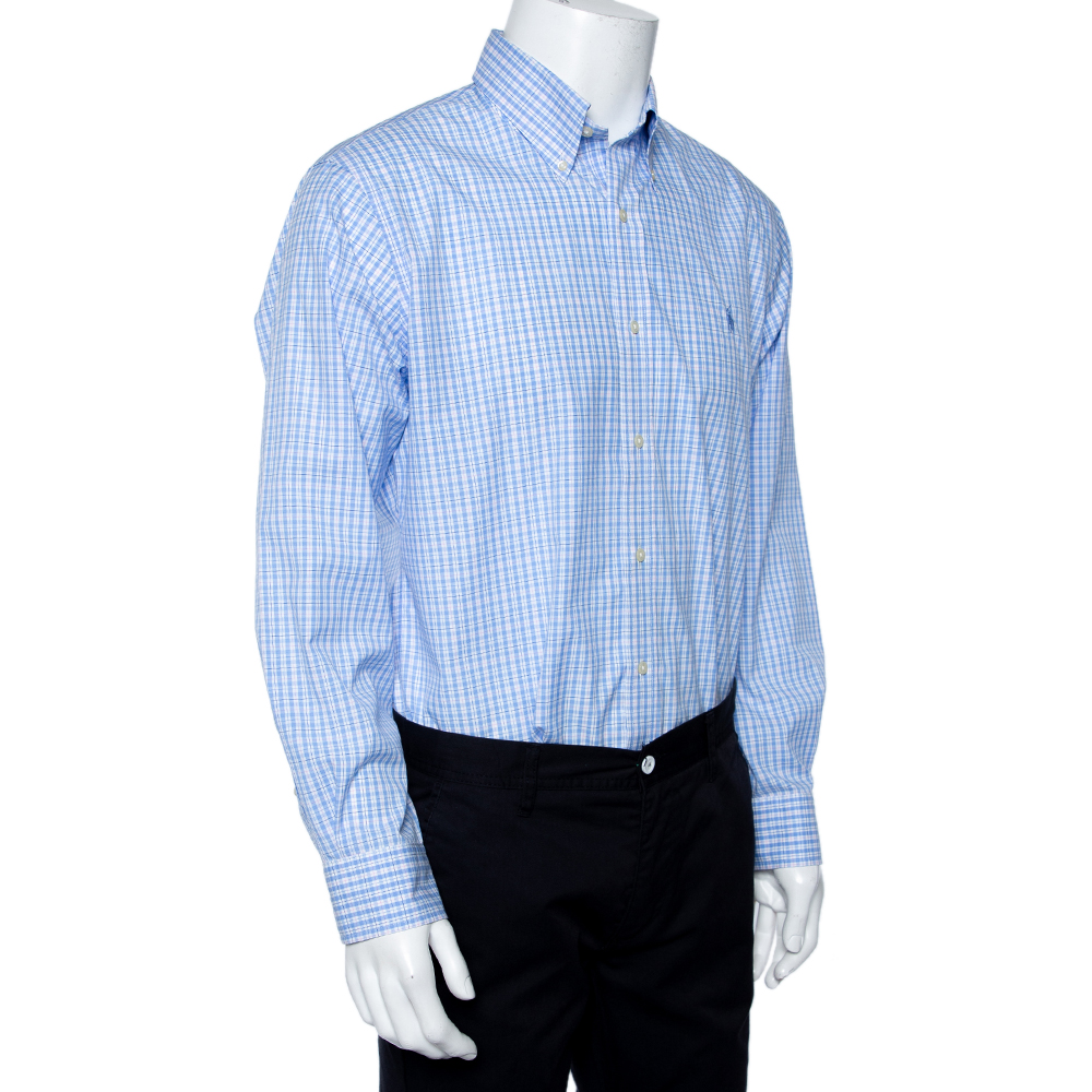 

Ralph Lauren Blue Checkered Cotton Button Front Shirt