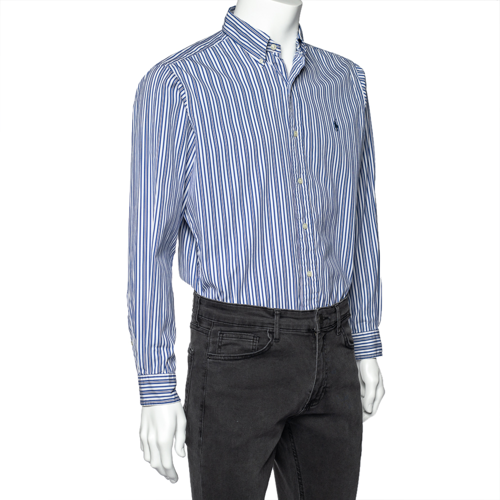 

Ralph Lauren Blue Striped Cotton Long Sleeve Classic Fit Shirt