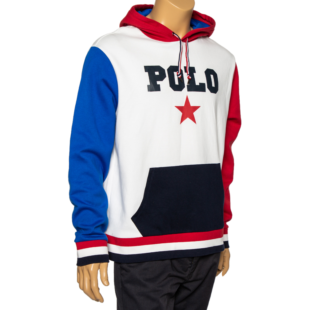 

Ralph Lauren Colorblock Cotton Logo Printed Americana Hoodie, Multicolor