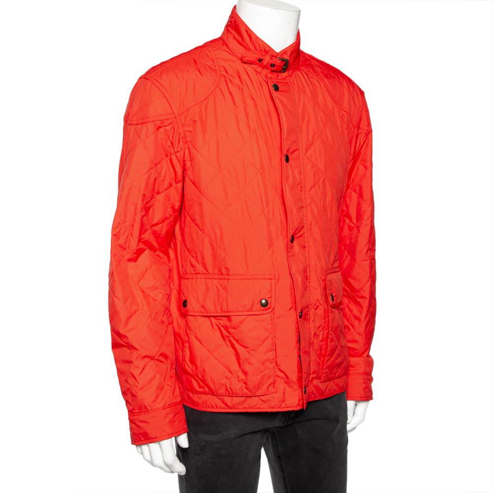 

Ralph Lauren Orange Synthetic Quilted Button Front Jacket