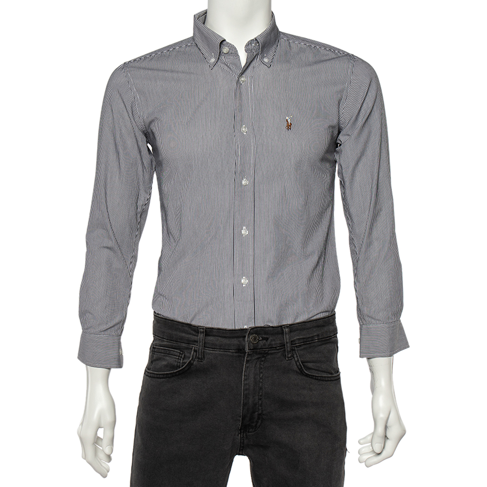 

Ralph Lauren Monochrome Striped Cotton Classic Fit Shirt, White