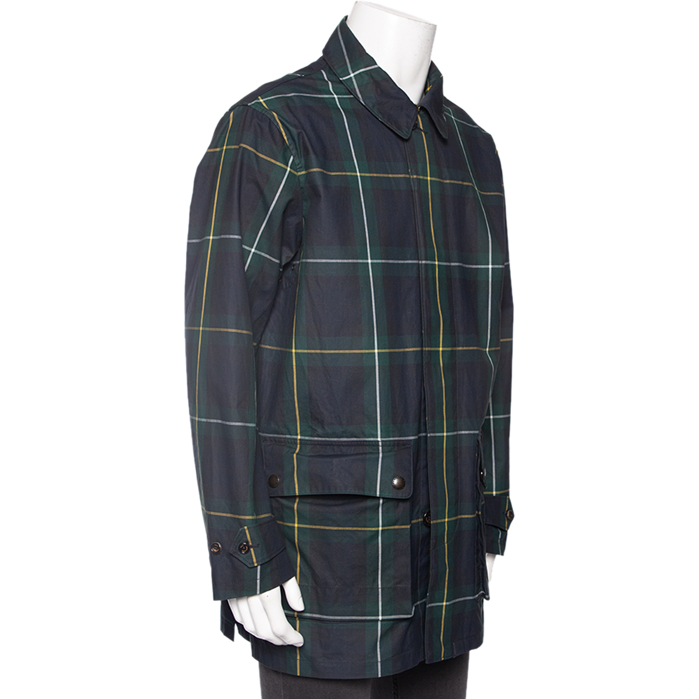 

Polo Ralph Lauren Green Plaided Cotton Modern Campbell Beaufort Walking Coat