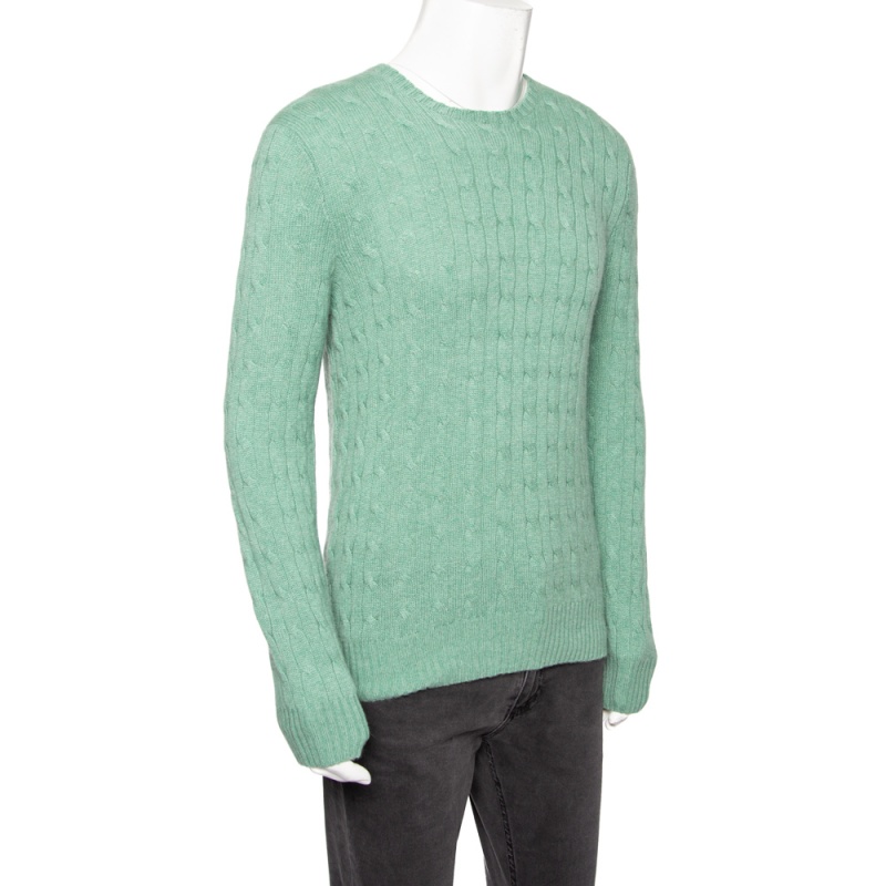 

Ralph Lauren Light Green Cashmere Cable-Knit Sweater