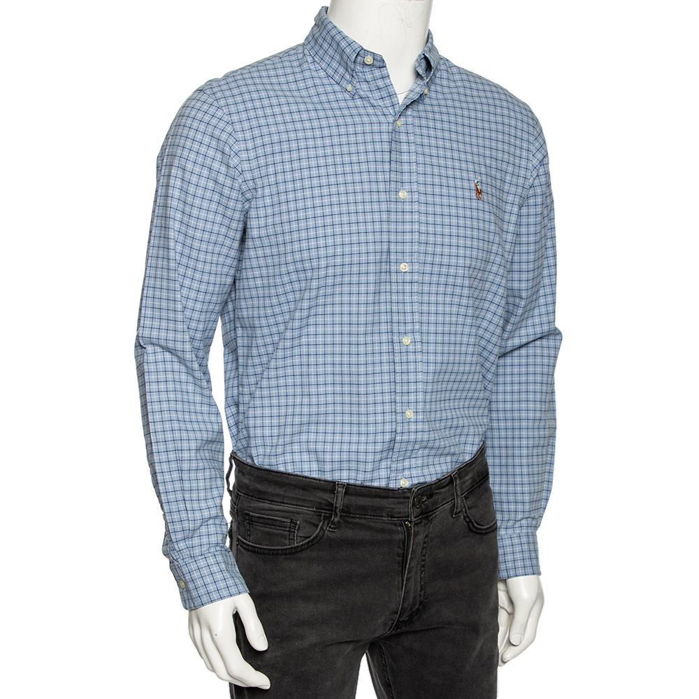 

Ralph Lauren Blue Checked Cotton Button Front Shirt