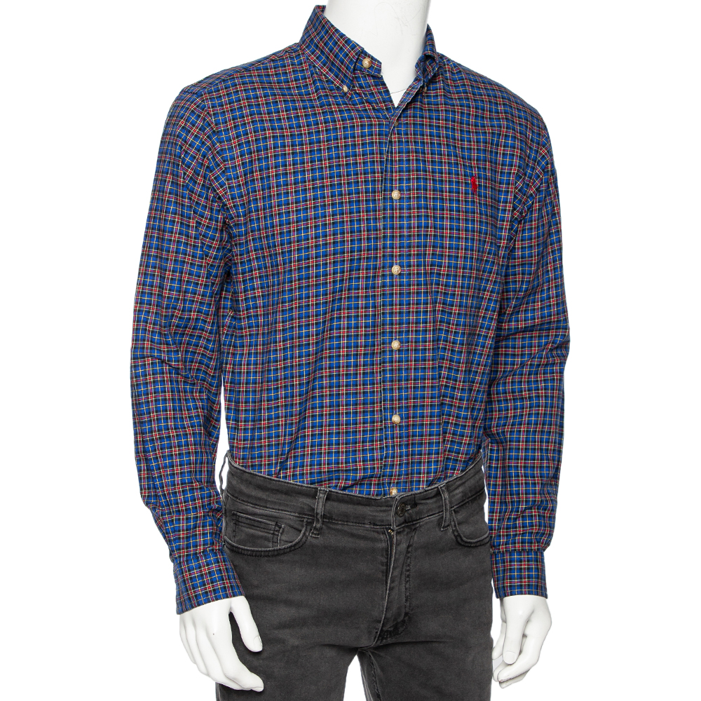 

Ralph Lauren Blue Checked Cotton Button Front Classic Fit Shirt