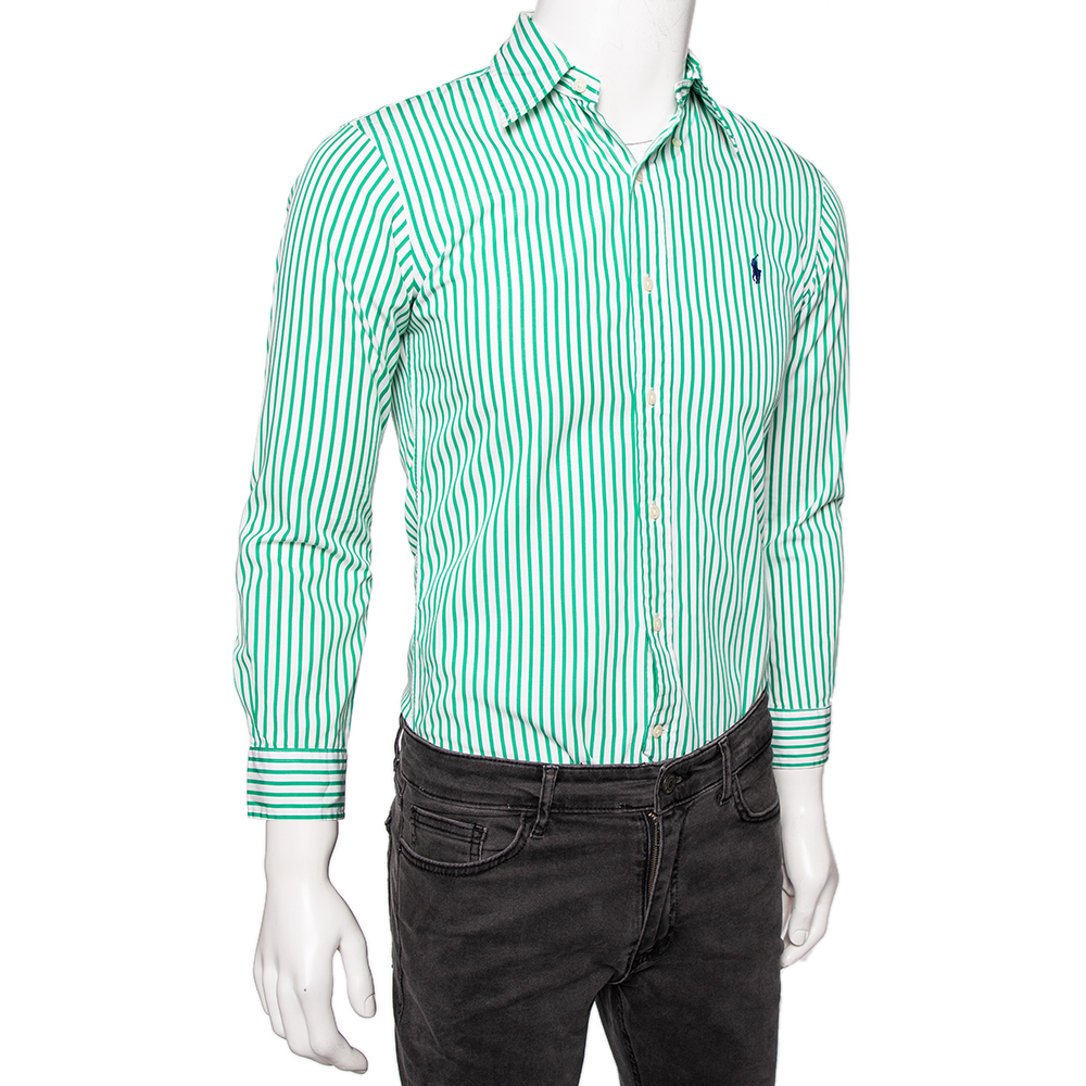 

Ralph Lauren Green Striped Cotton Button Down Shirt