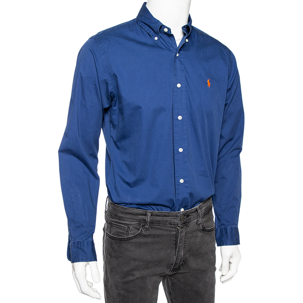

Ralph Lauren Blue Cotton Button Down Custom Fit Shirt