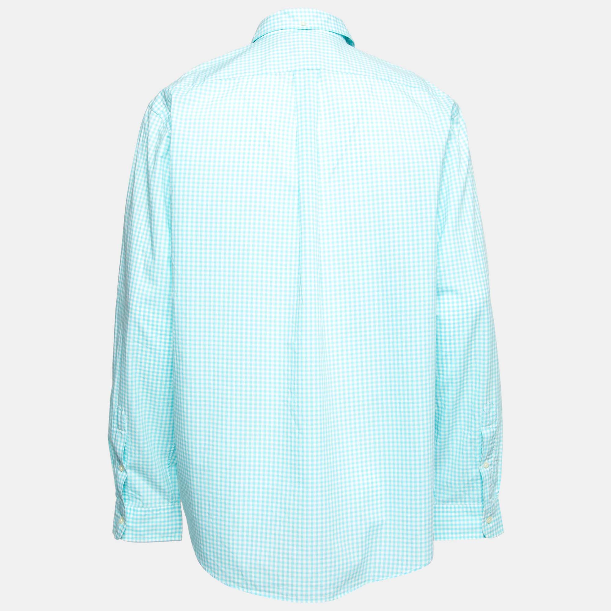 

Ralph Lauren Green Checkered Cotton Button Front Shirt, Blue