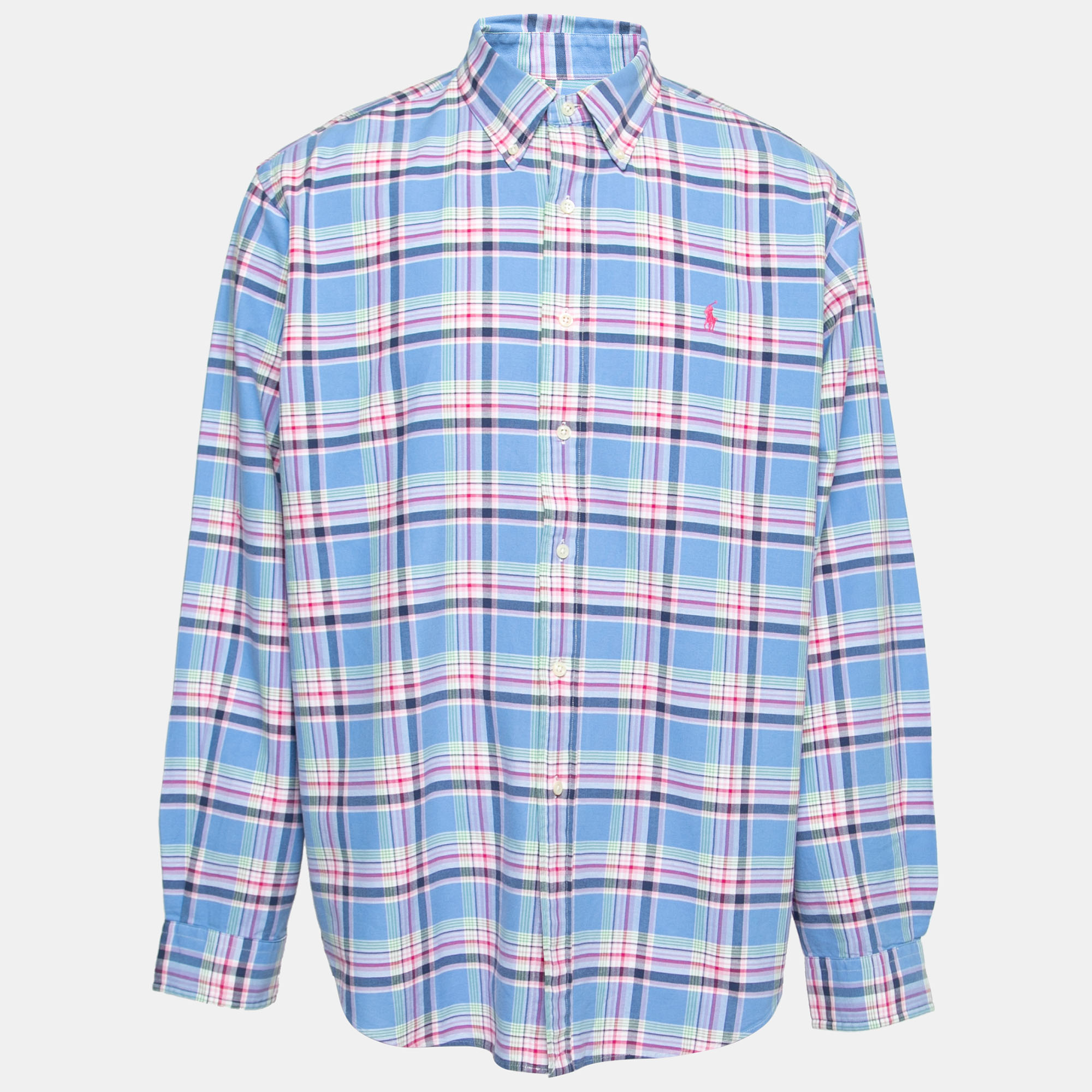 

Ralph Lauren Blue Checkered Cotton Button Front Shirt
