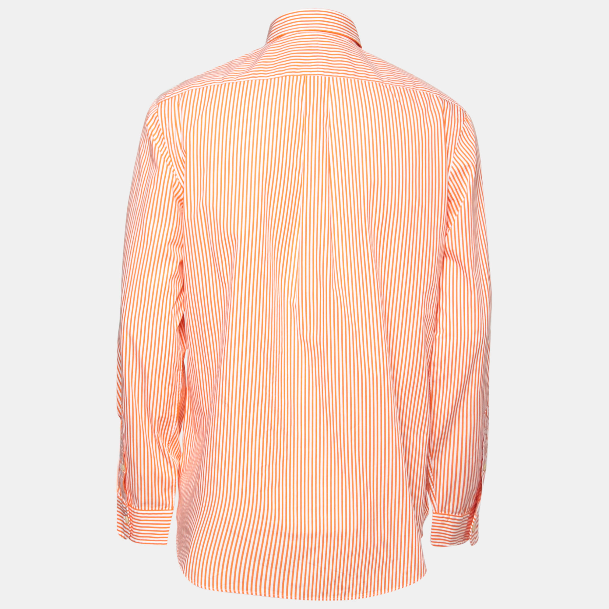 

Ralph Lauren Orange Striped Cotton Button Down Shirt