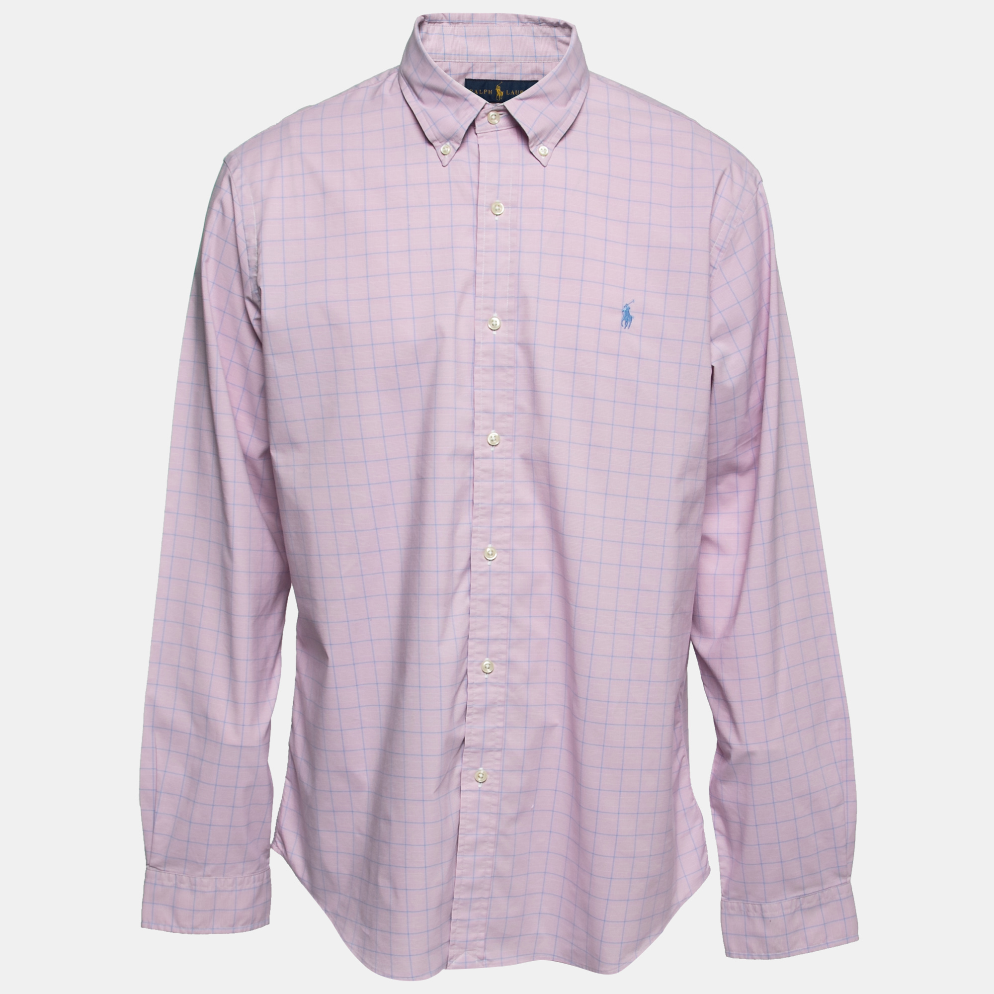 Pre-owned Ralph Lauren Pink Check Print Full Sleeves Shirt Xxl