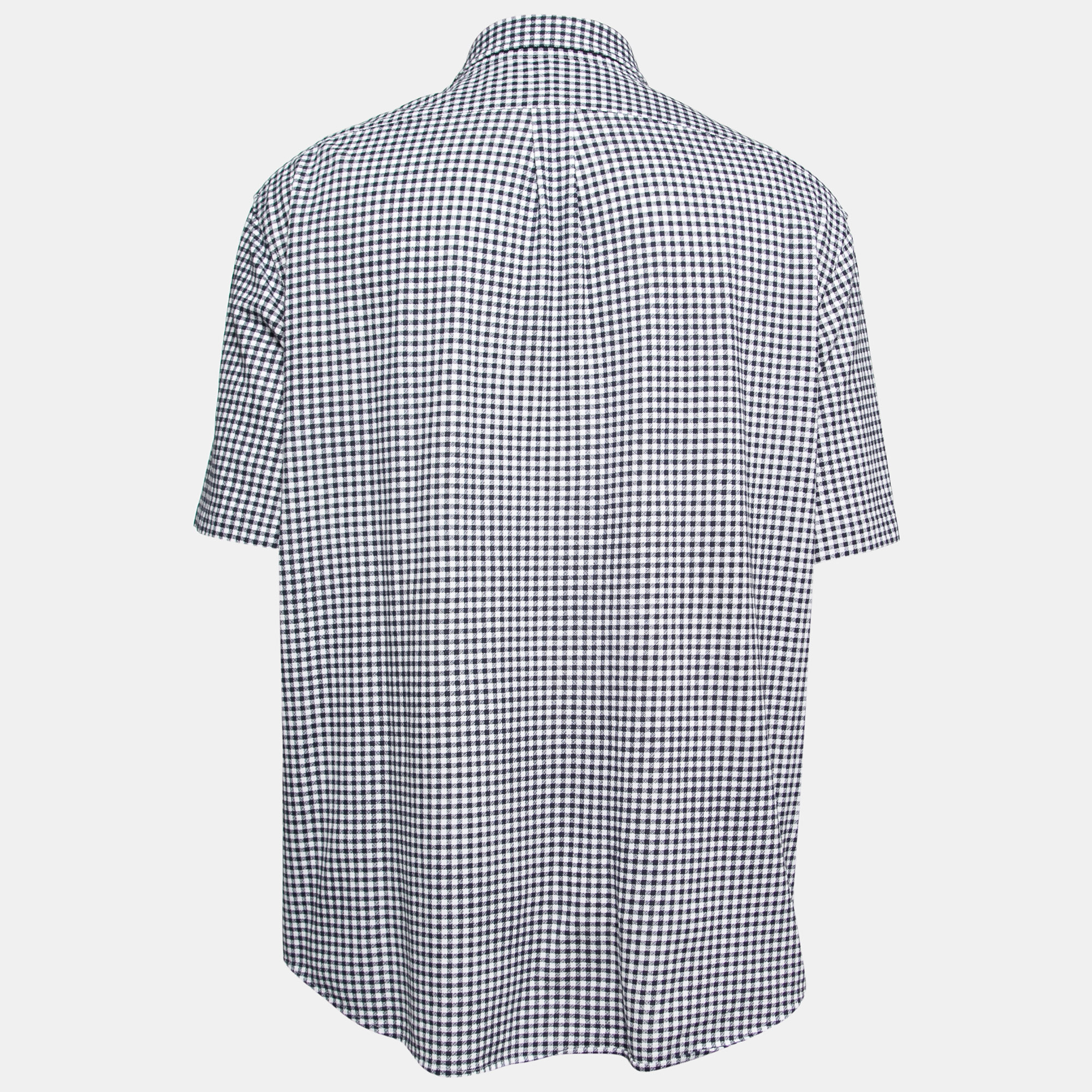 

Ralph Lauren Blue Checked Cotton Knit Short Sleeve Button Down Shirt