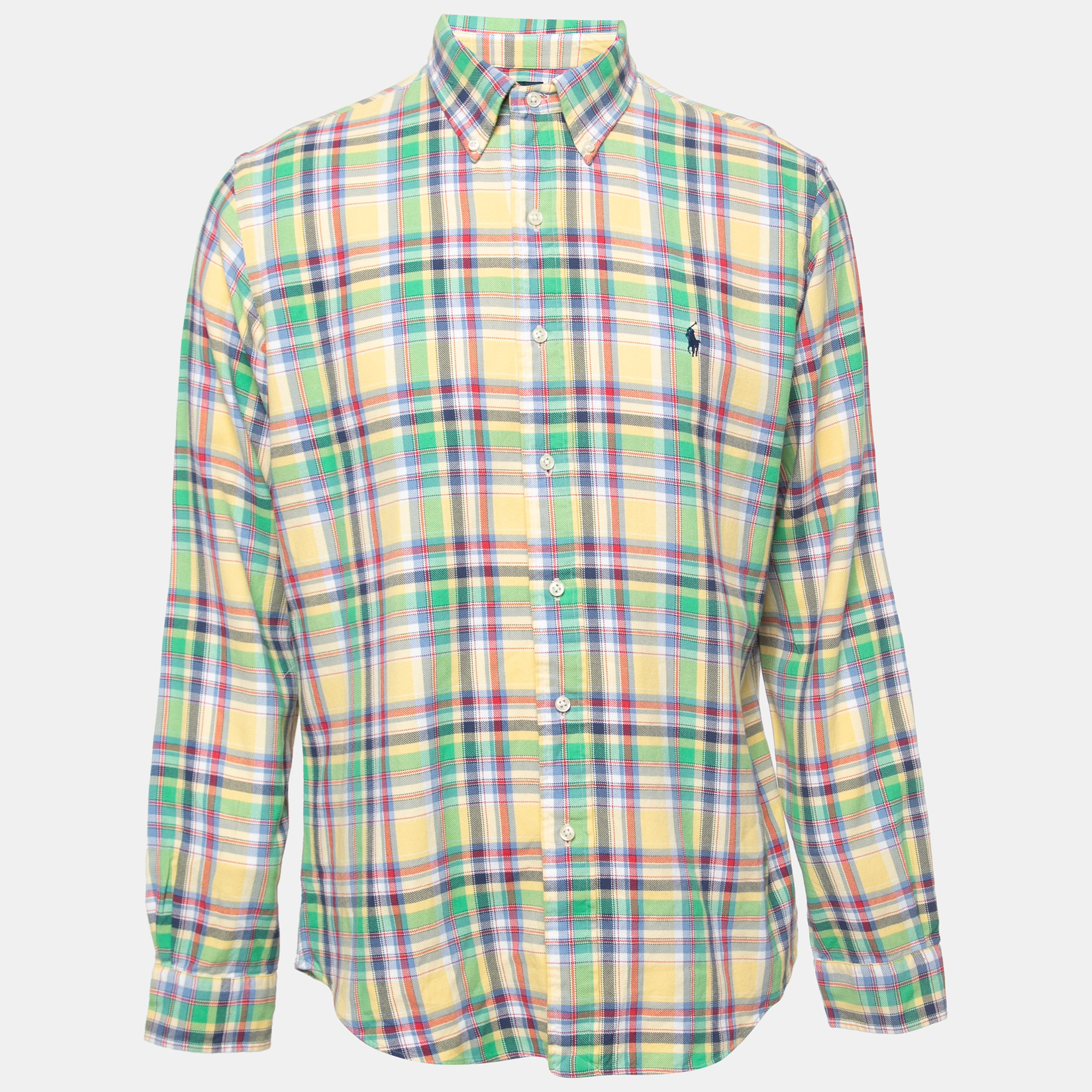 Pre-owned Ralph Lauren Multicolor Checkered Cotton Button Front Shirt L