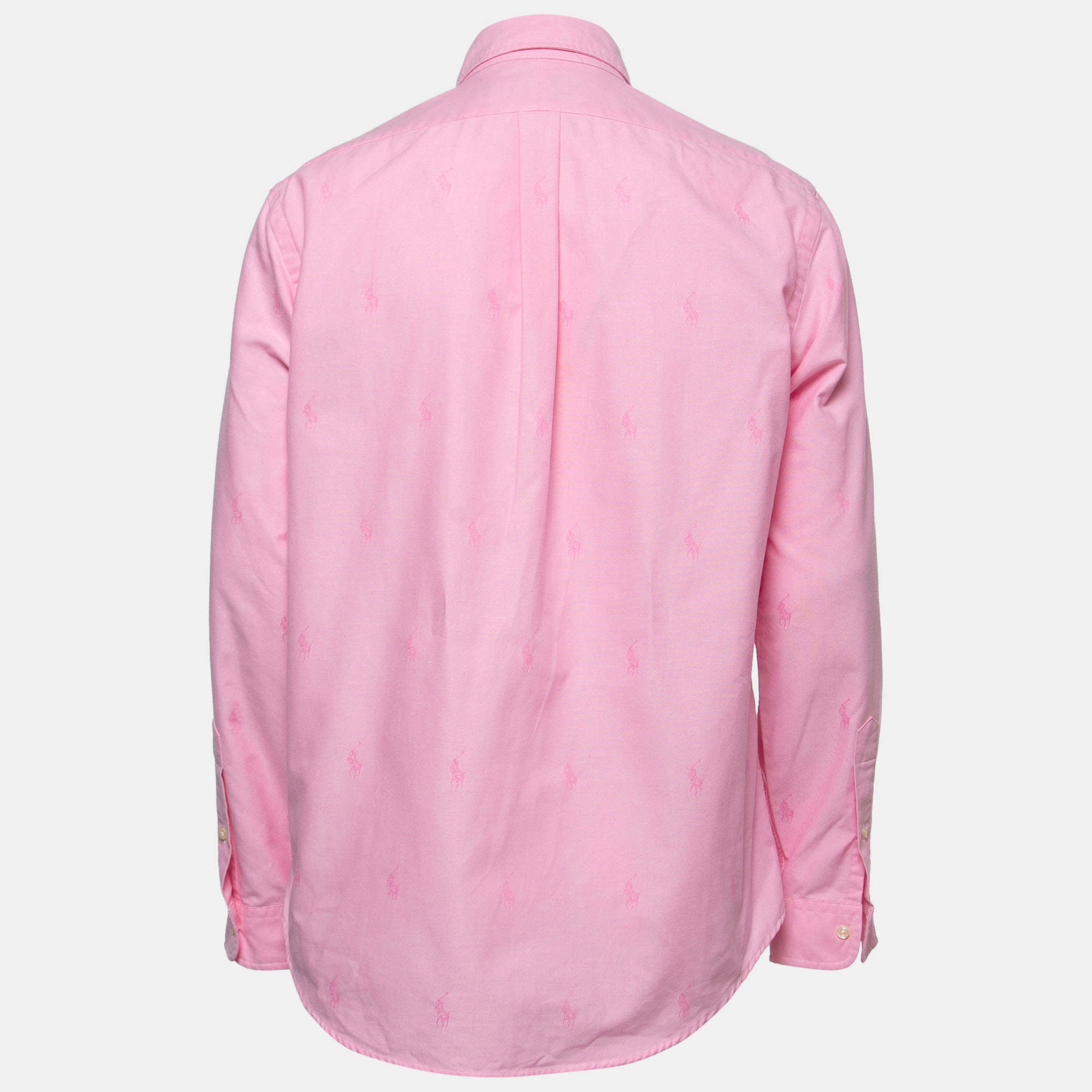

Ralph Lauren Pink Cotton All Over Logo Button Front Shirt