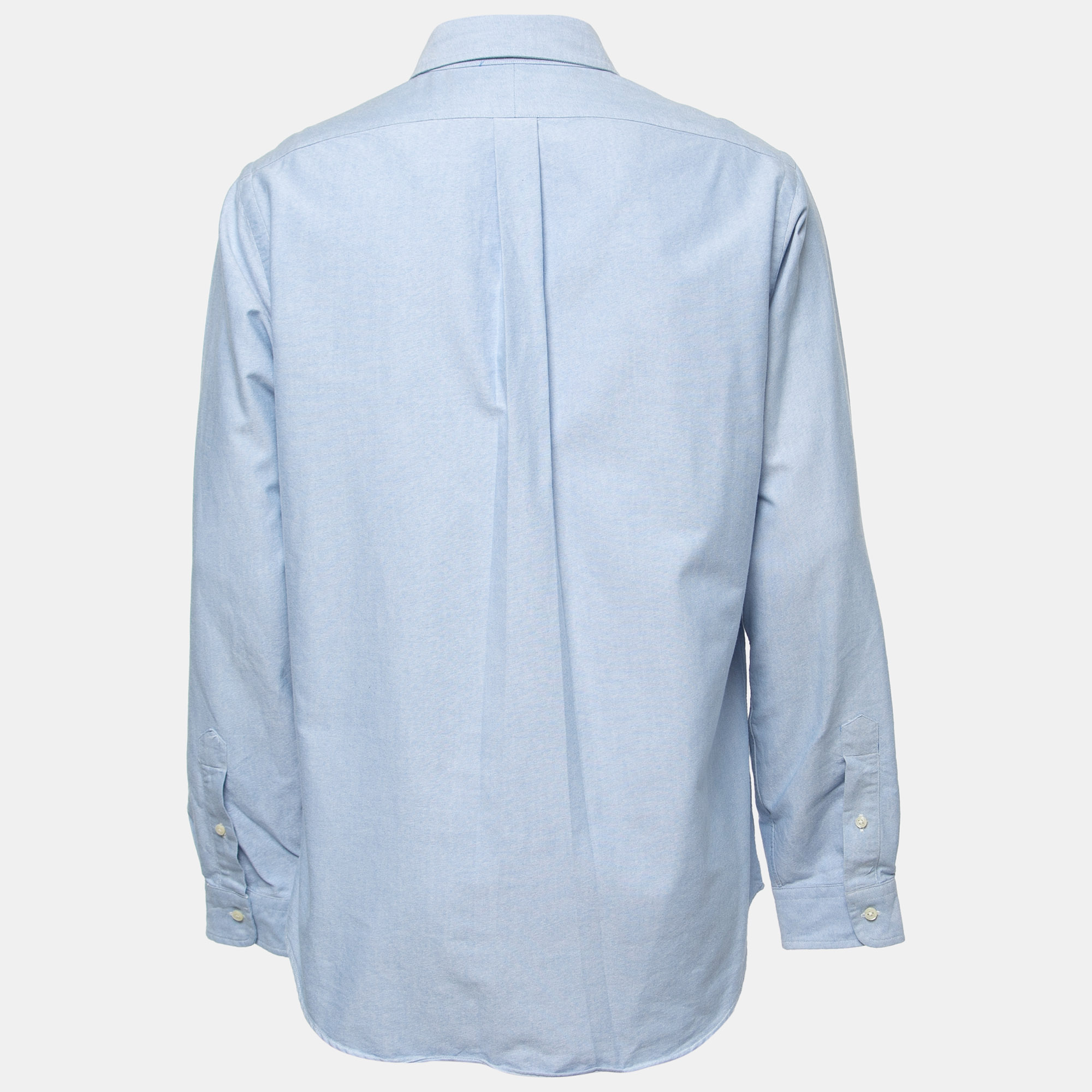 

Ralph Lauren Light Blue Cotton Bear Logo Button Front Shirt