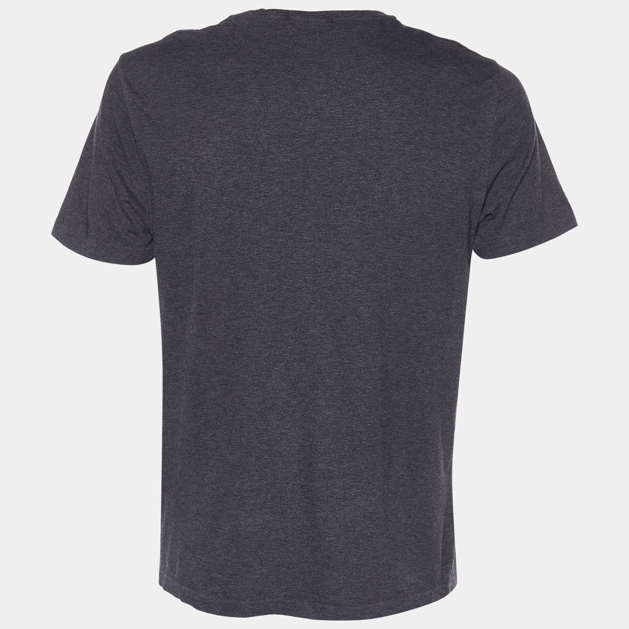 

Ralph Lauren Purple Label Grey Logo Signature Printed Cotton Crewneck T-Shirt