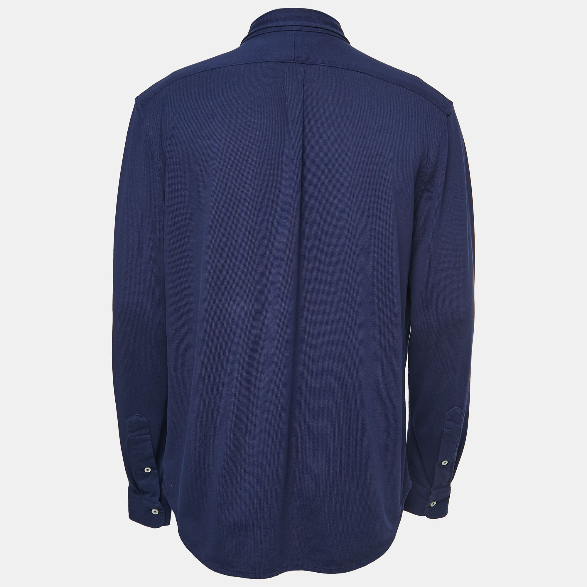 

Ralph Lauren Navy Blue Knit Oxford Full Sleeve Shirt