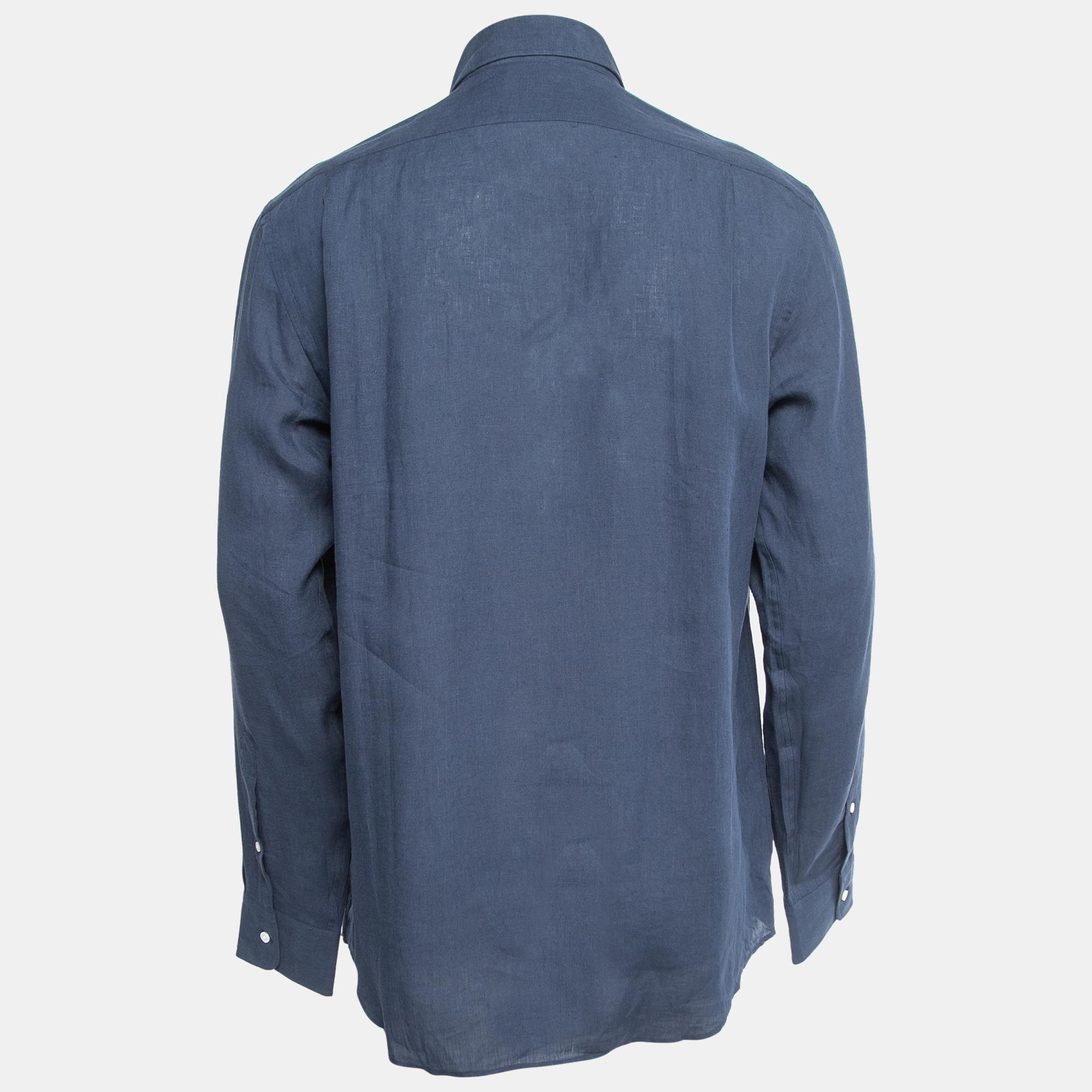 

Ralph Lauren Navy Blue Linen Full Sleeve Shirt