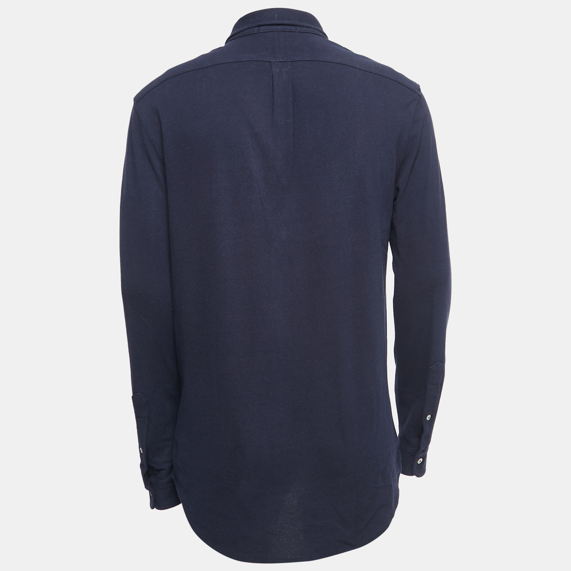 

Ralph Lauren Navy Blue Cotton Button Front Full Sleeve Featherweight Mesh T-Shirt
