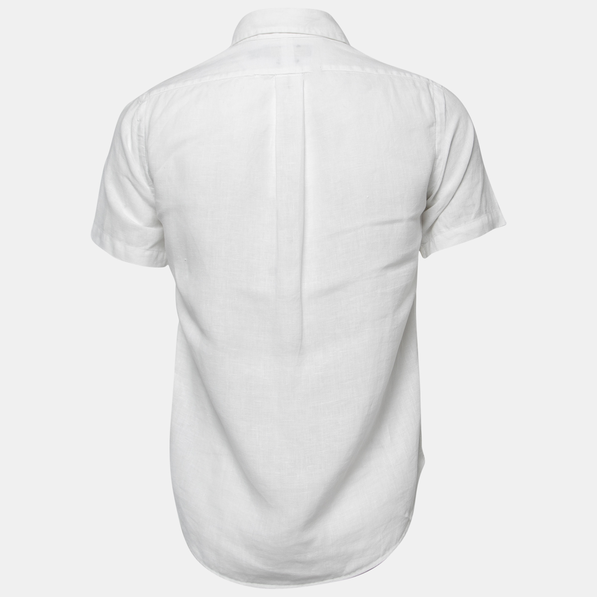 

Ralph Lauren White Linen Button Down Half Sleeve Shirt