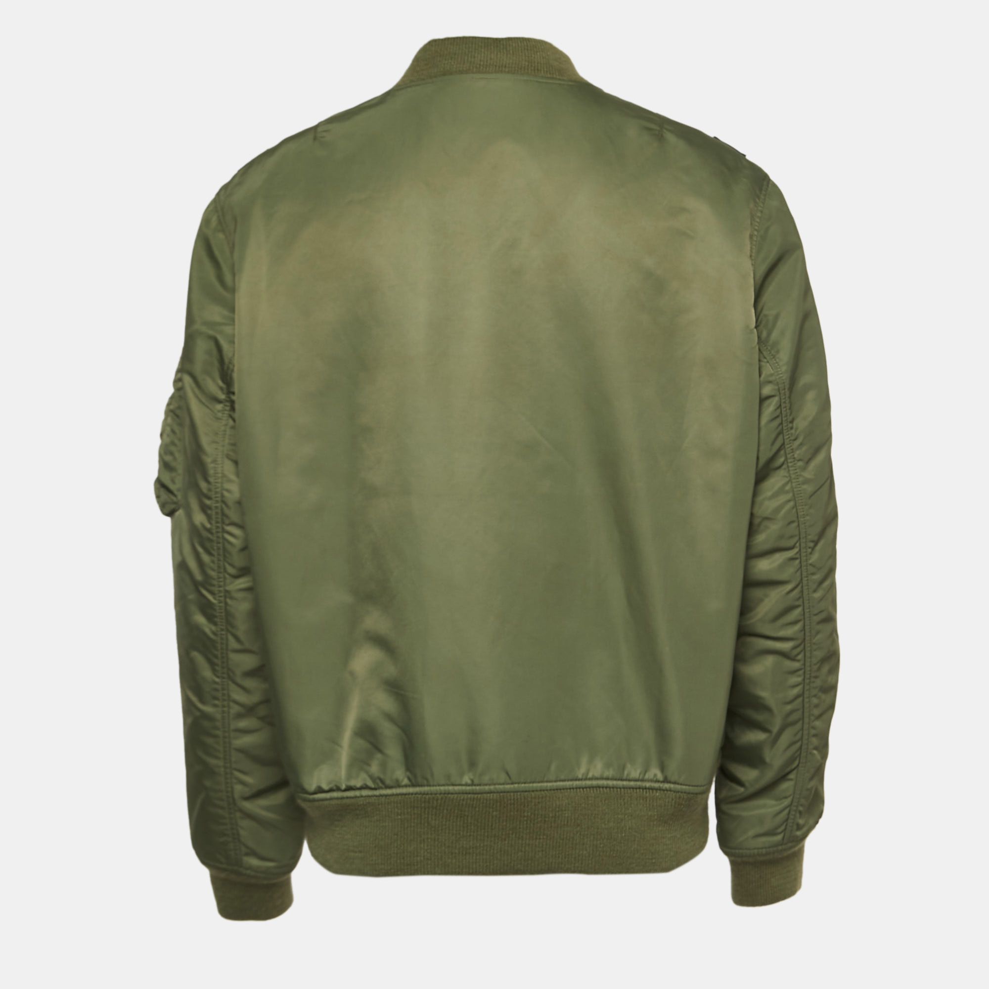 

Ralph Lauren Military Green Appliqued Nylon Zip Front Bomber Jacket
