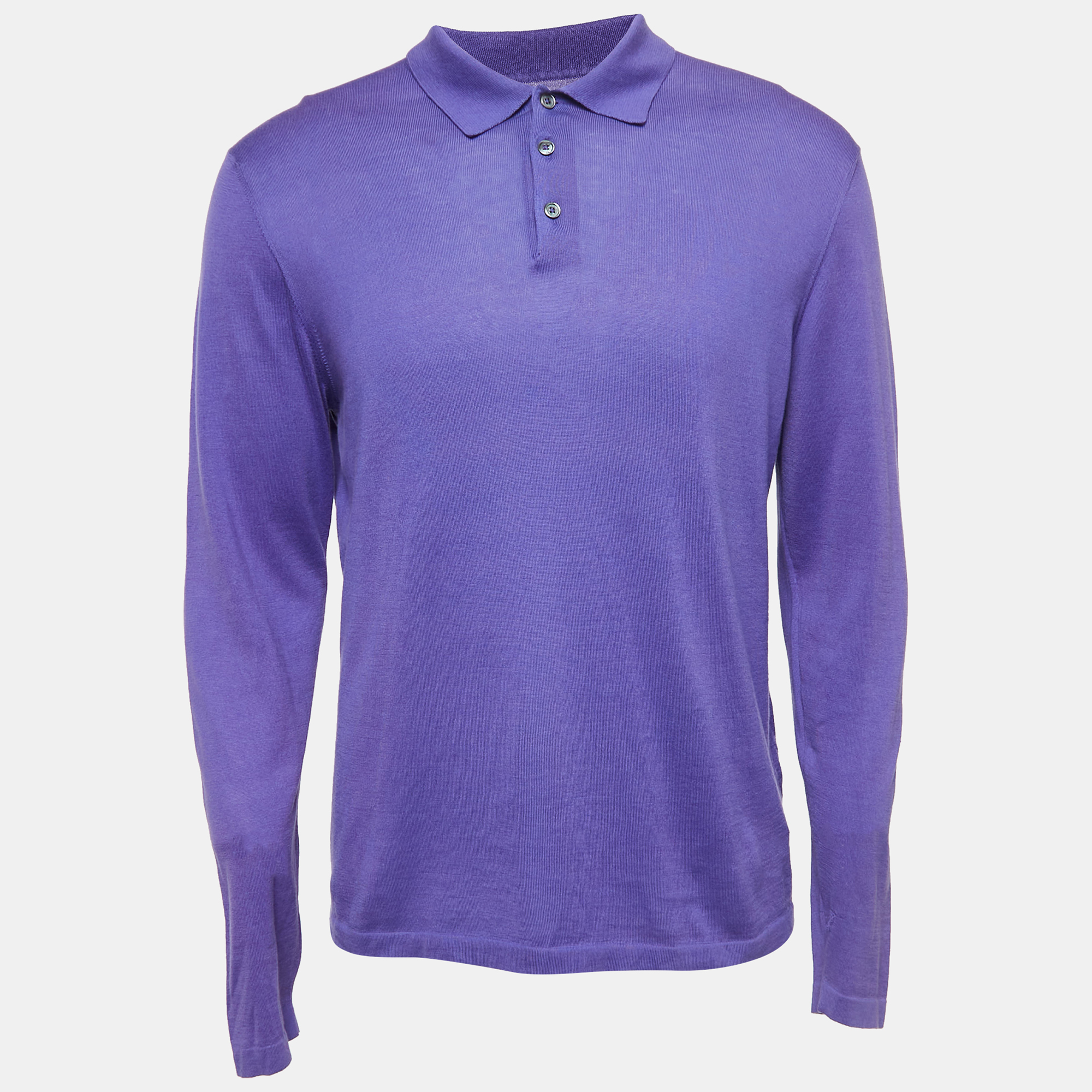 Pre-owned Ralph Lauren Purple Cotton Full Sleeve Polo T-shirt M