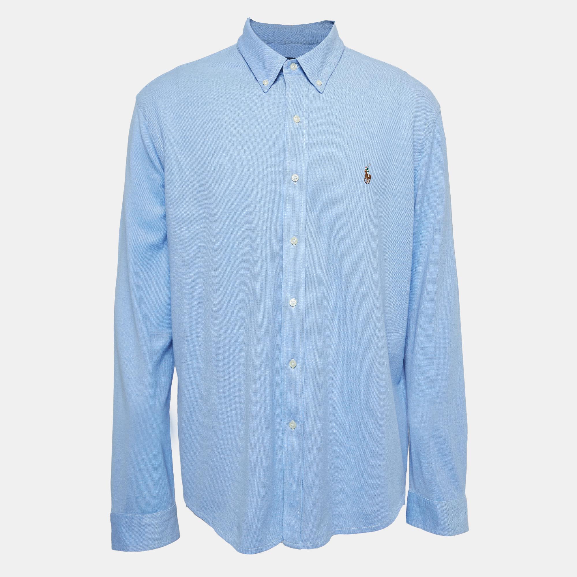 

Ralph Lauren Blue Knit Oxford Buttoned Shirt