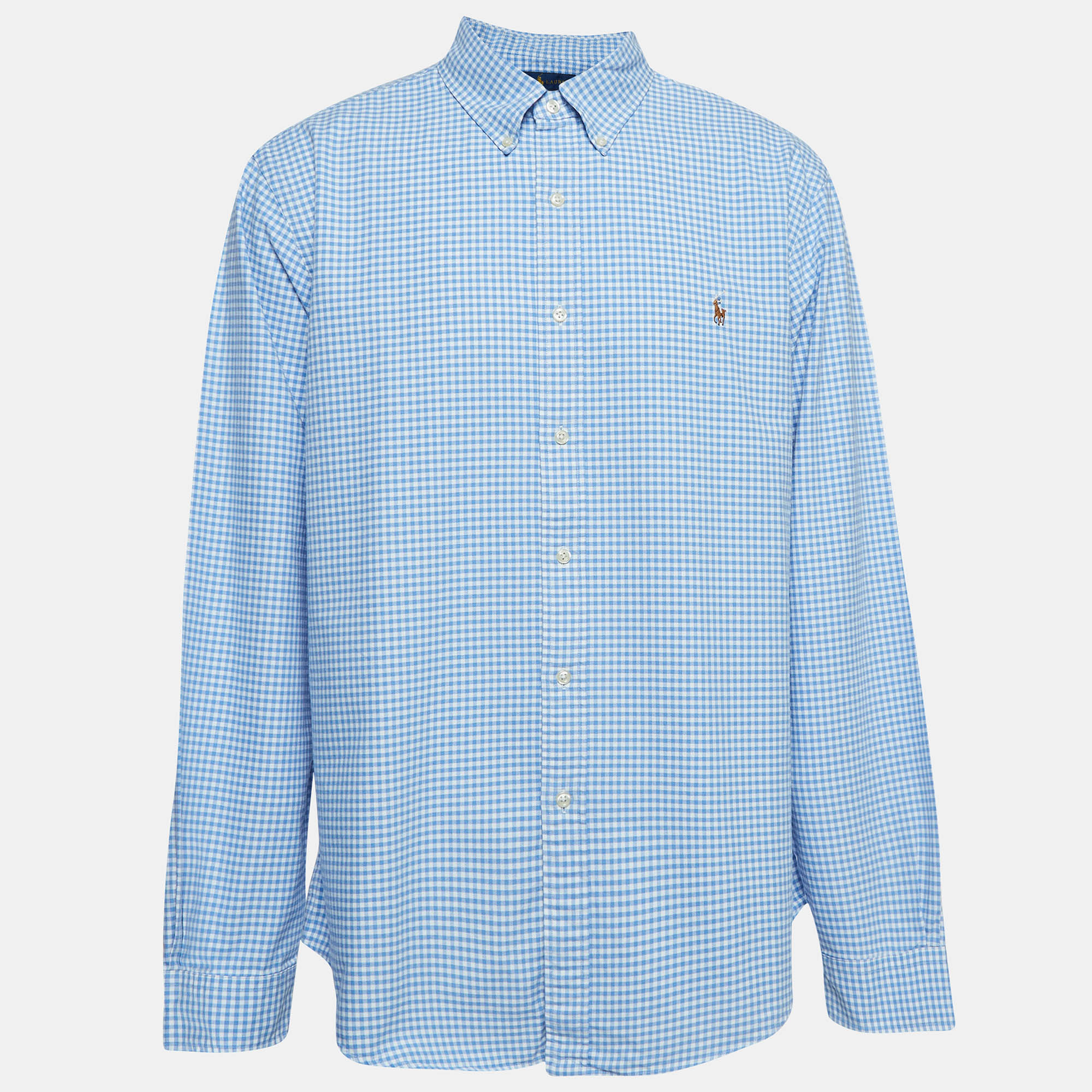 Pre-owned Ralph Lauren Polo  Blue Gingham Cotton Shirt Xxl