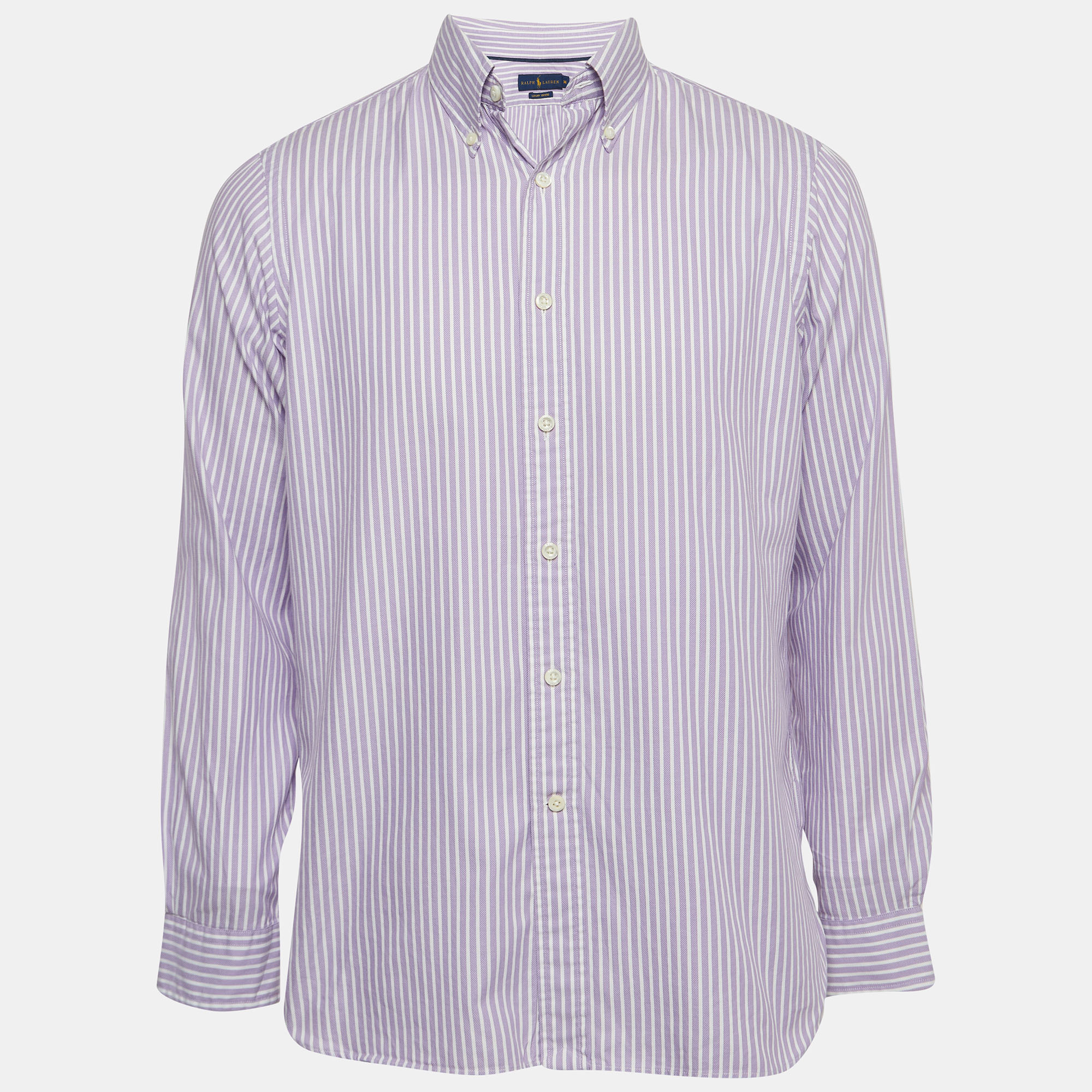 Pre-owned Ralph Lauren Purple Striped Cotton Buttoned Down Shirt M