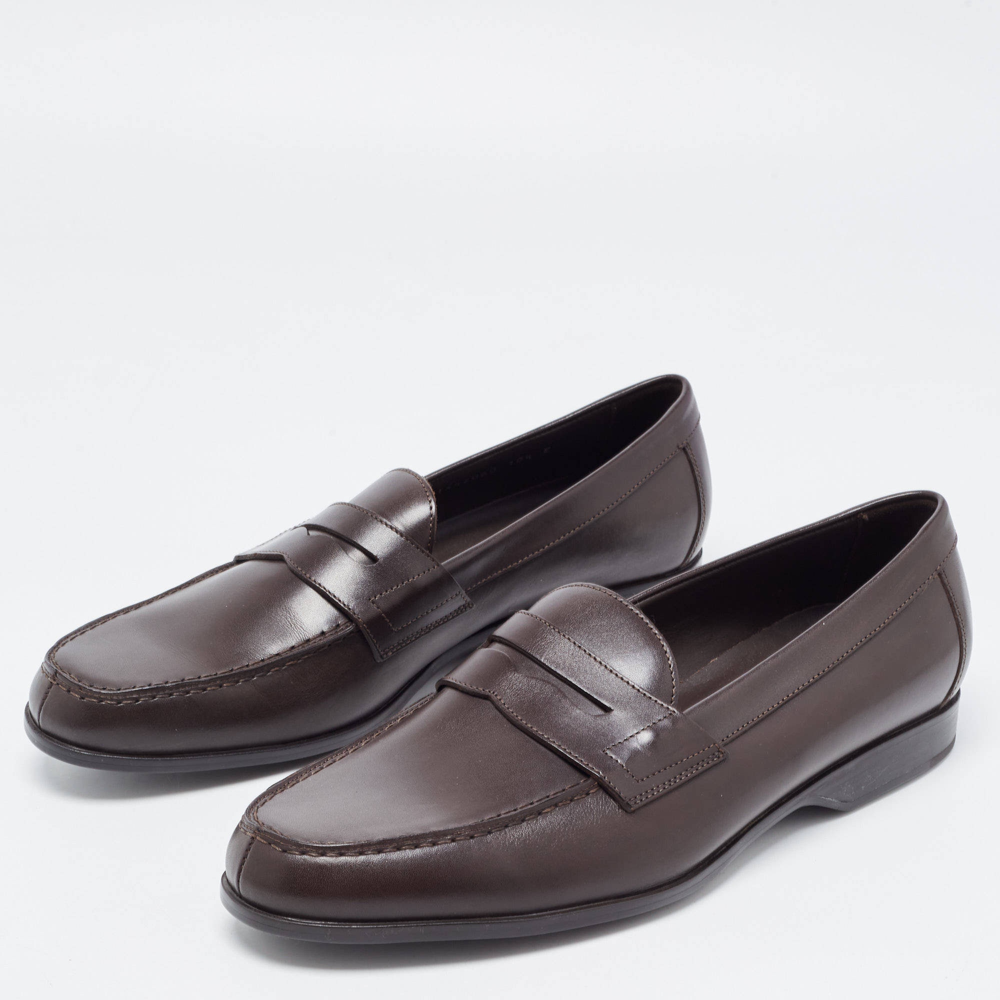 

Ralph Lauren Dark Brown Leather Penny Loafers Size