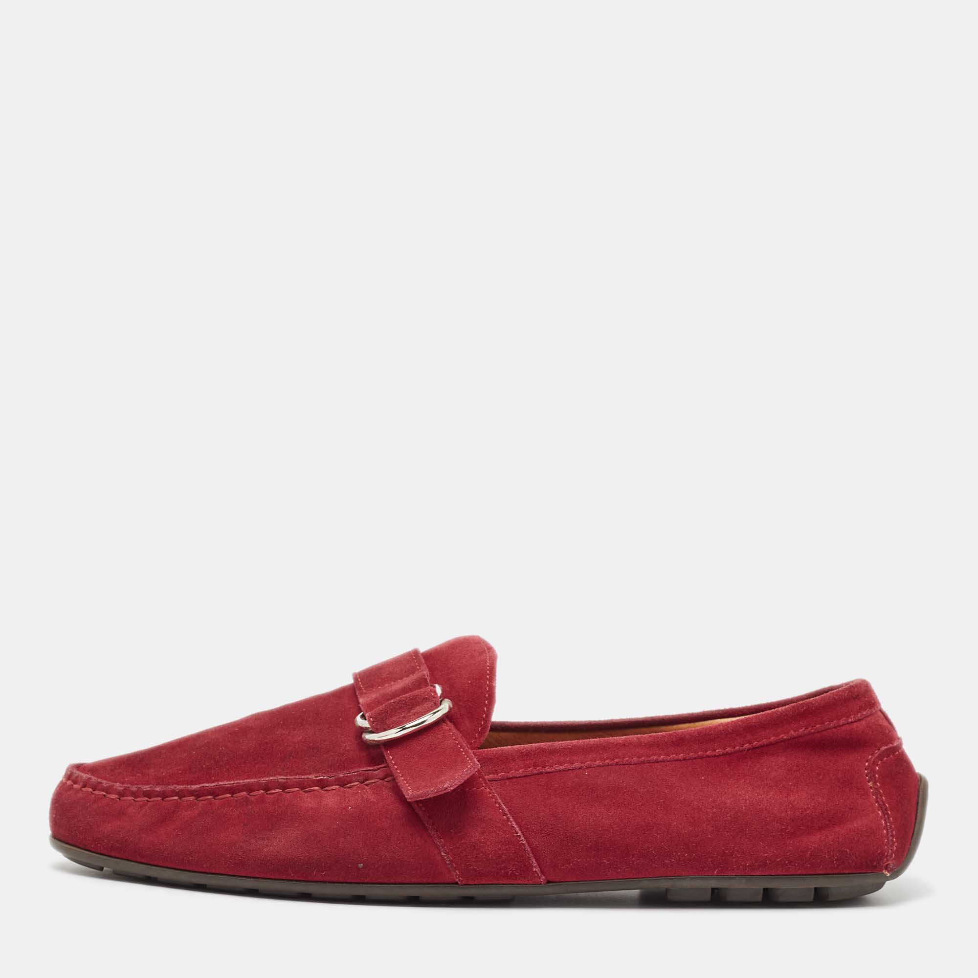 

Ralph Lauren Red Suede Buckle Driving Loafers Size 45