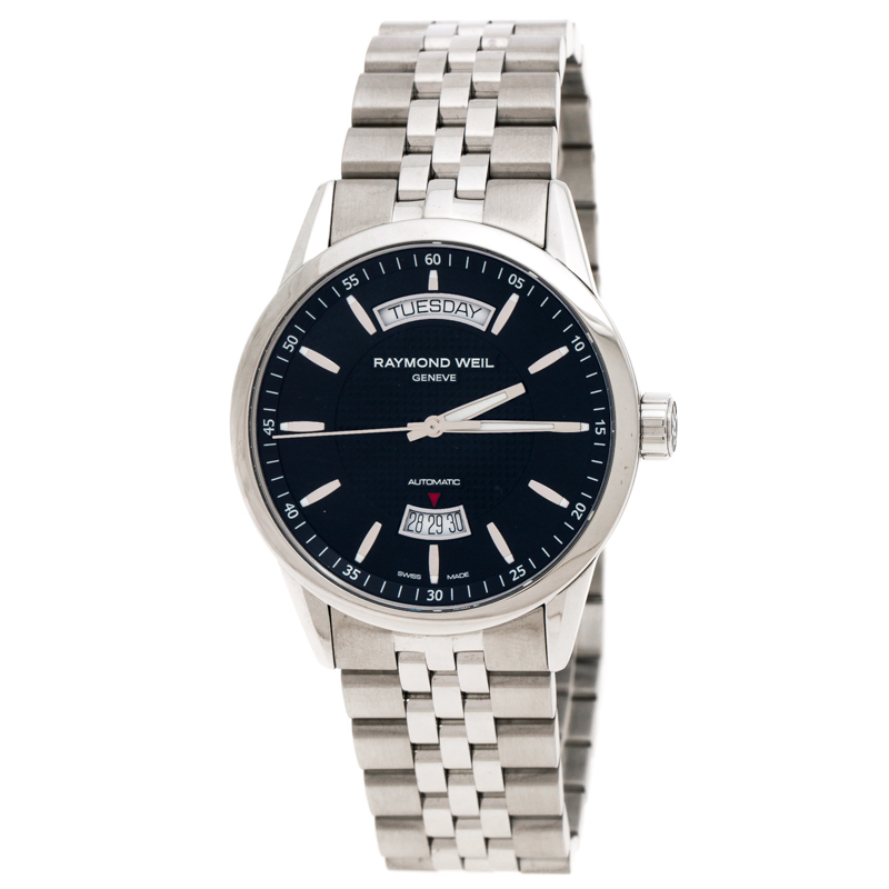 Pre Owned Raymond Weil Black Stainless Steel Freelancer 2720ST20021 Men's Wristwatch 42MM