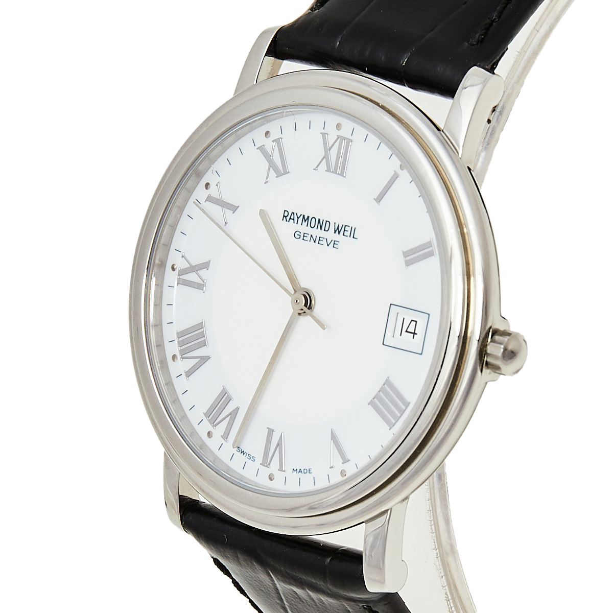 

Raymond Weil White Stainless Steel Leather Tradition, Black