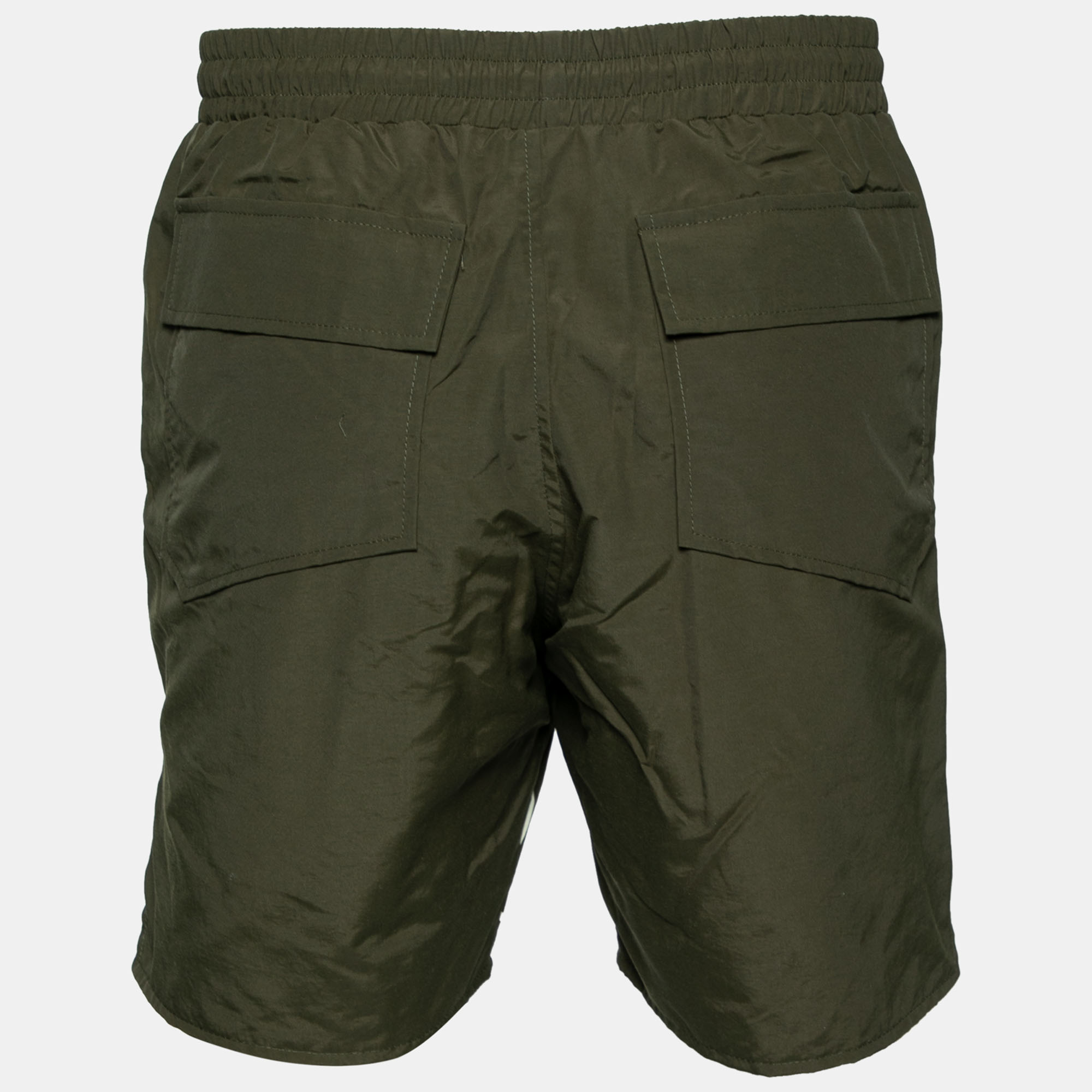 

Rhude Dark Green Synthetic Logo Printed Shorts