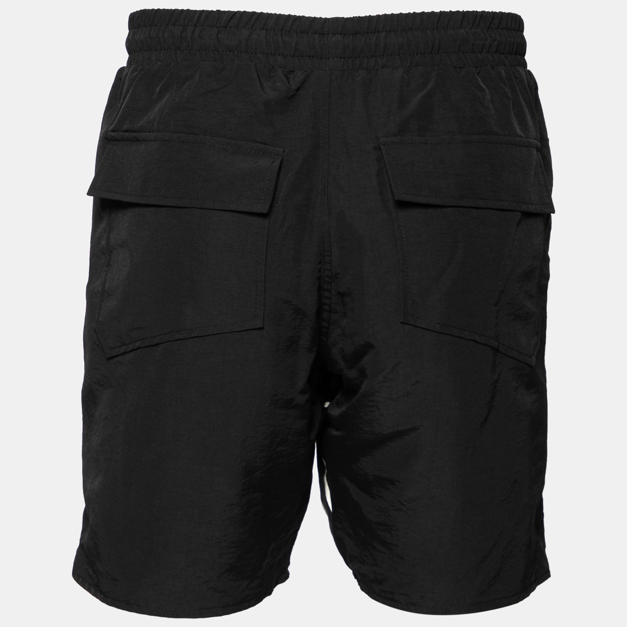 

Rhude Black Synthetic Logo Printed Shorts