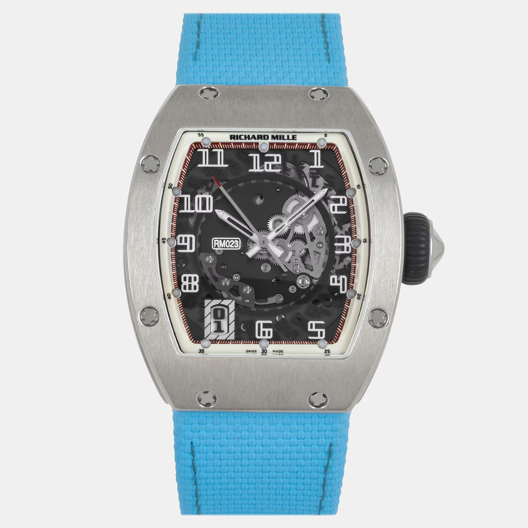 

Pre-Owned Richard Mille RM023 RM023 AJ WG Blue Automatic 18k White Gold Men's Wristwatch 40 mm, Black
