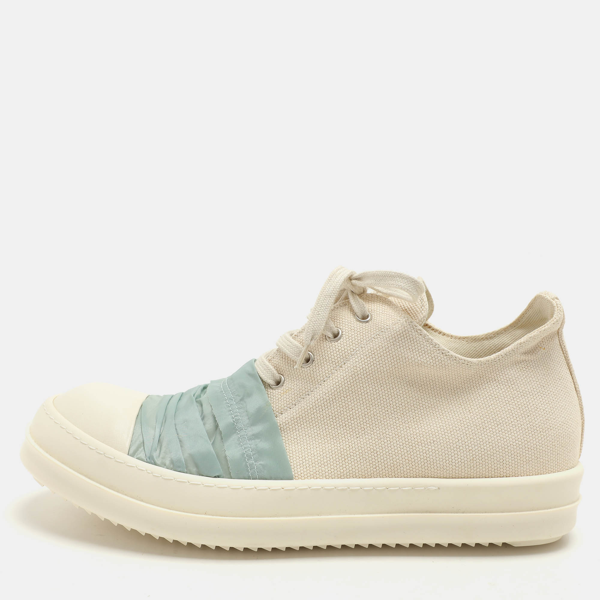 

Rick Owens White Canvas and Nylon Overlay Low Top Sneakers Size