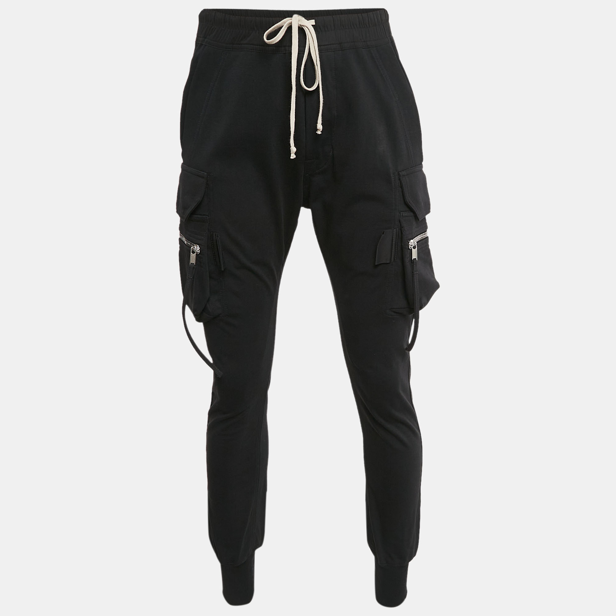 

Rick Owens Black Cotton Knit Mastodon Cargo Pants XL