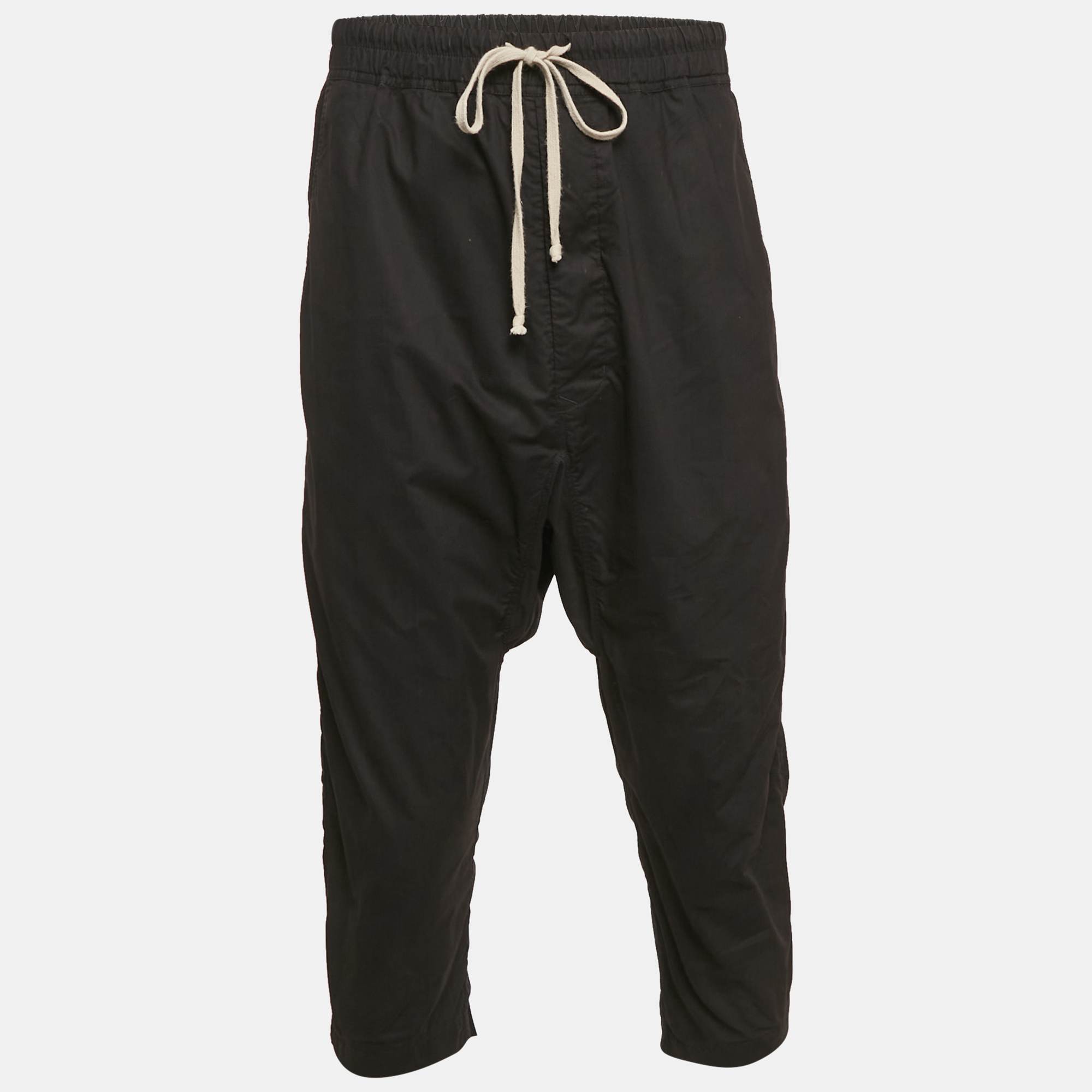 

Rick Owens Black Cotton Drop-Crotch Pants M