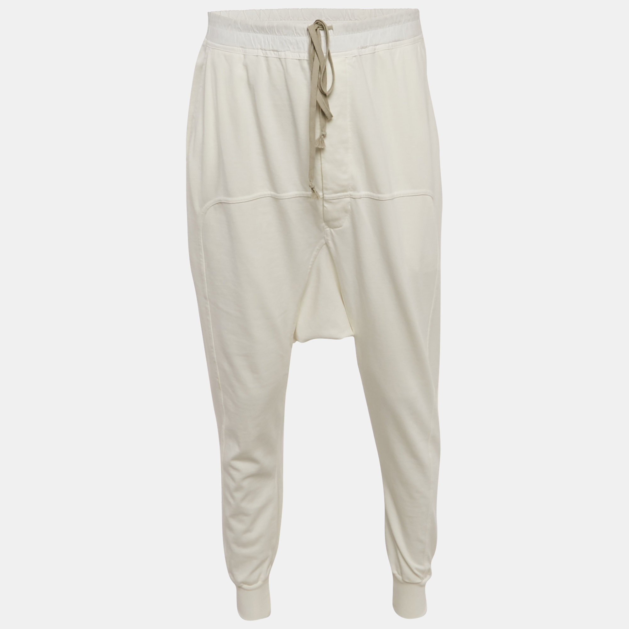 

Rick Owens White Cotton Knit DRKSHDW Drawstring Pants S