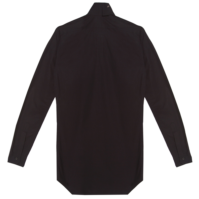 

Rick Owens Black Cotton Leather Patch Detail Vicious New Island Shirt
