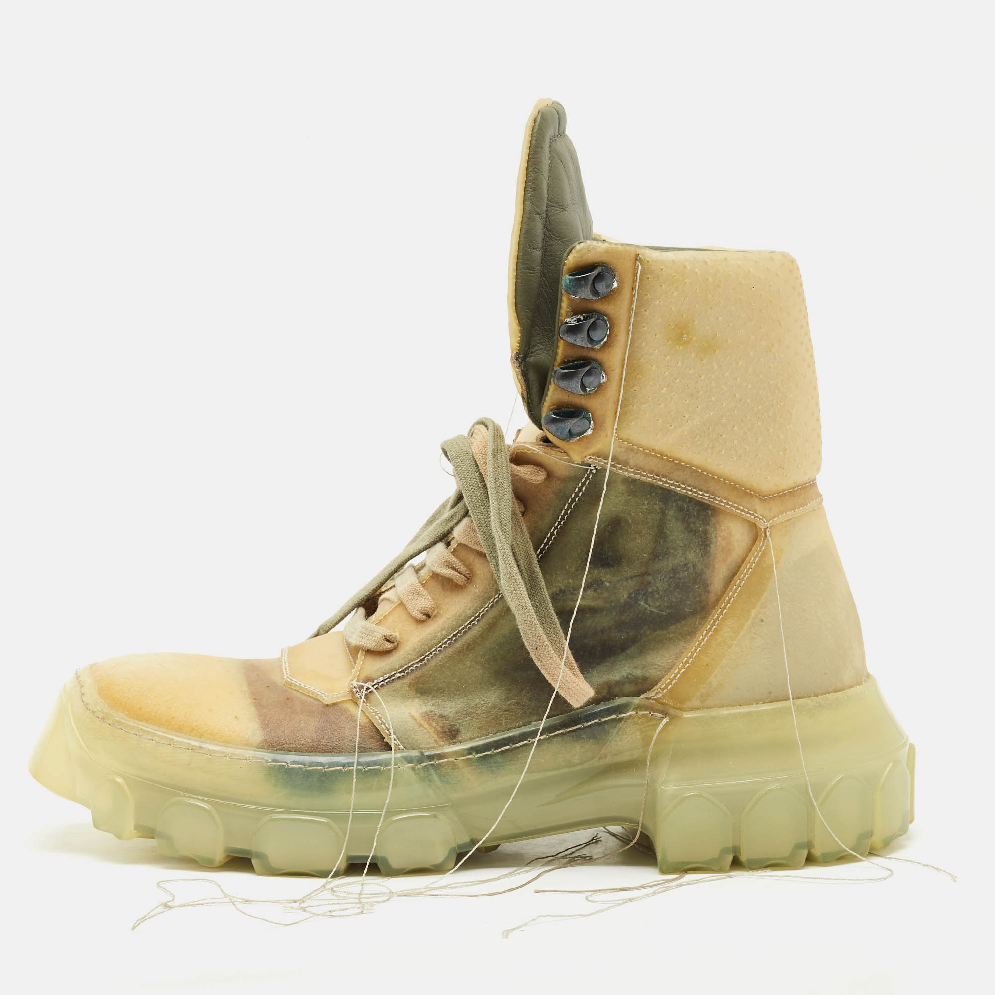 

Rick Owens Green Rubber Tractor Dunk Boots Size